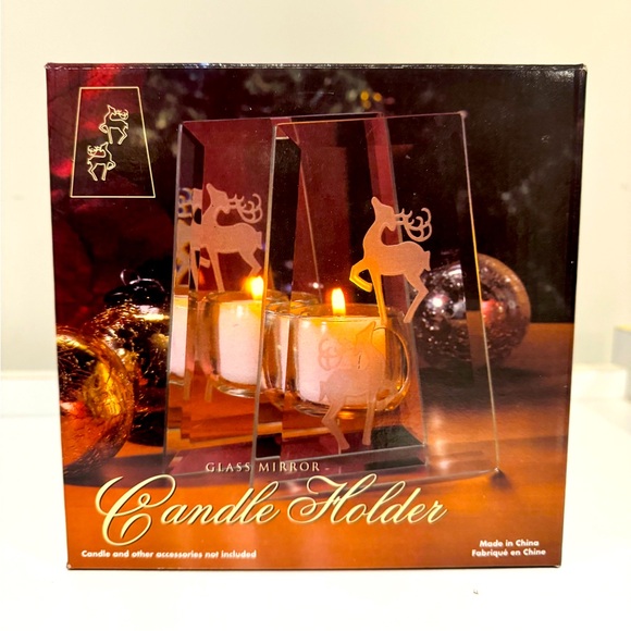 Glass Candle Holder - Christmas Reindeer - Picture 1 of 4